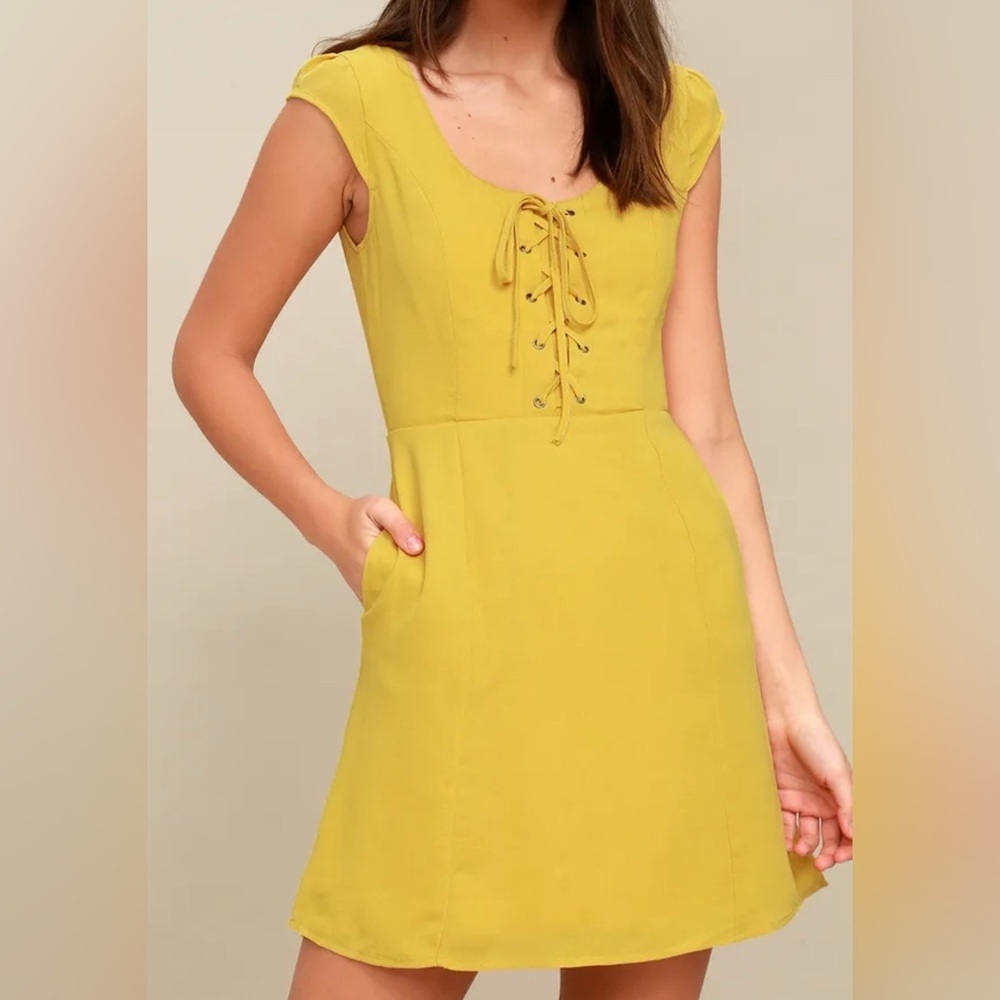 Lulus NWT Sunny Spot mustard yellow mini dress, small